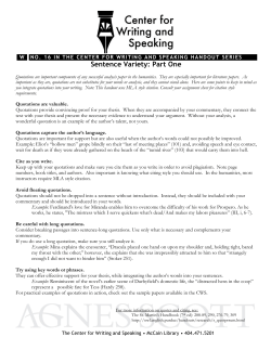 Sentence Variety: Part One