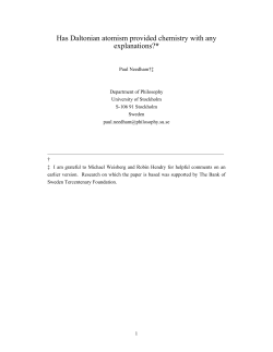 Has Daltonian atomism provided chemistry with any