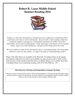Robert R. Lazar Middle School Summer Reading 2016
