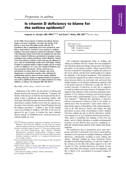 Perspectives in asthma Is vitamin D deficiency to blame for the
