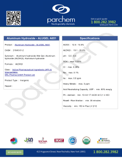 Aluminum Hydroxide - ALUGEL A651 Specifications