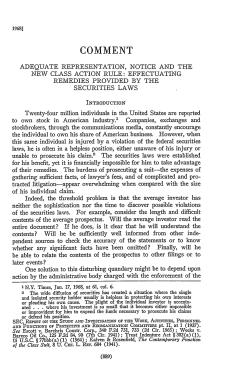 Adequate Representation, Notice and he NewClass Action Rule