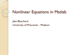 Nonlinear Equations in Matlab