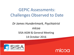 GEPIC Assessments: Challenges Observed to Date
