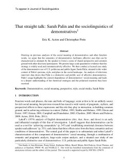 That straight talk: Sarah Palin and the sociolinguistics