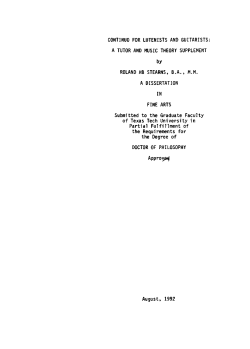 CONTINUO FOR LUTENISTS AND GUITARISTS