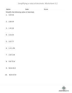 Simplifying a ratio of decimals: Worksheet 5.2