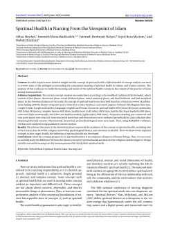 Spiritual Health in Nursing From the Viewpoint of Islam