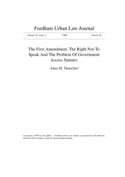 The First Amendment, The Right Not To Speak