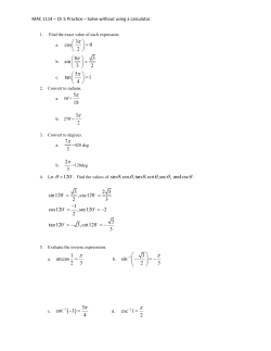 π π π 5 18 π 3 2 π π π θ = θ θ θ θ θ θ . 3 2 3 sin120 ,csc120 2 3 1