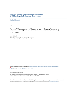 From Watergate to Generation Next: Opening Remarks