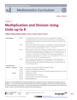 Topic C: Multiplication and Division Using Units up to 8