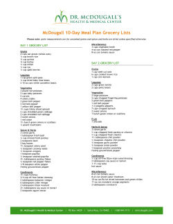McDougall 10-Day Meal Plan Grocery Lists