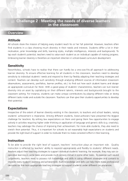Challenge 2 : Meeting the needs of diverse learners in the classroom