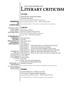 Literary Criticism Contest Reading List 2017-2018