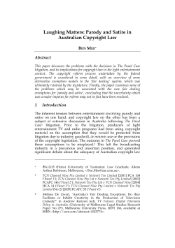Parody and Satire in Australian Copyright Law