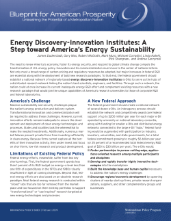 Energy Discovery-Innovation Institutes: A Step toward America`s