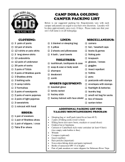 CAMP DORA GOLDING CAMPER PACKING LIST