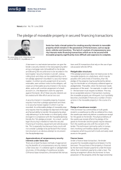 The pledge of moveable property in secured