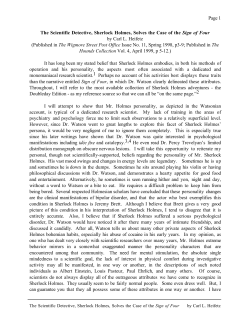 Page 1 The Scientific Detective, Sherlock Holmes, Solves the Case