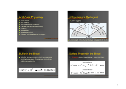 Acid-Base Physiology pH (puissance Hydrogen) Buffer in the Blood