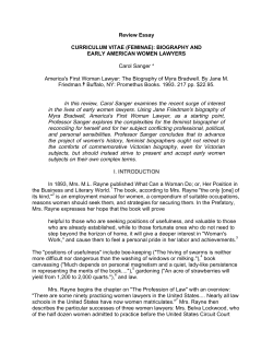 Review Essay CURRICULUM VITAE (FEMINAE): BIOGRAPHY AND