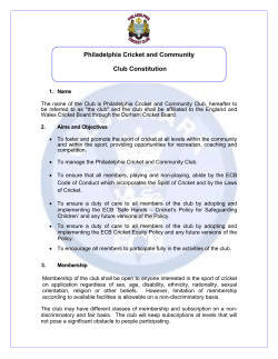 Philadelphia Cricket and Community Club Constitution