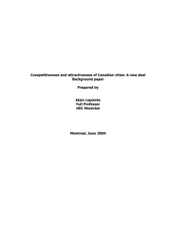 Competitiveness and attractiveness of Canadian cities: A new deal