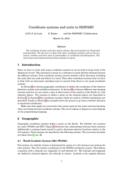Coordinate systems and units in HiSPARC