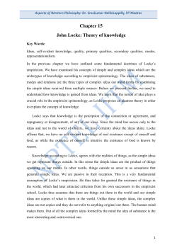 Chapter 15 John Locke: Theory of knowledge