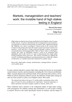 Markets, managerialism and teachers` work: the invisible hand of