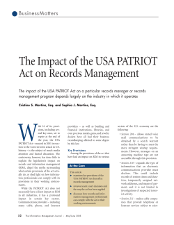 The Impact of the USA PATRIOT Act on Records Management