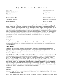 brit lit 2 TR syllabus