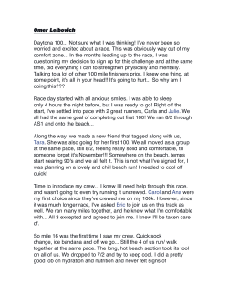 Omer`s race report
