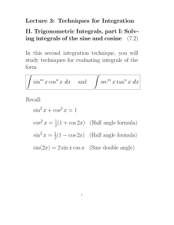 ing integrals of the sine and cosine (7.2)