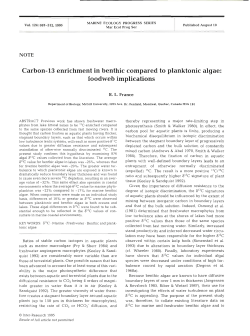 Carbon-13 enrichment in benthic compared to planktonic algae