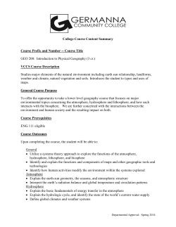 Course Title GEO 200: Introduction to Physical Geography (3 cr.)