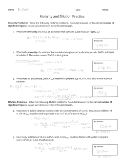 Molarity and Dilution Practice