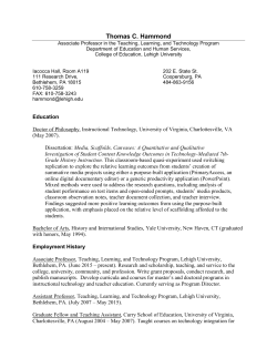 Thomas C. Hammond - Lehigh`s College of Education