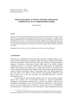 metalinguistic activity, humor and social competence in classroom