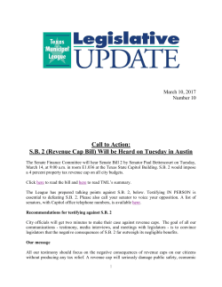 Call to Action: S.B. 2 (Revenue Cap Bill) Will be Heard on Tuesday
