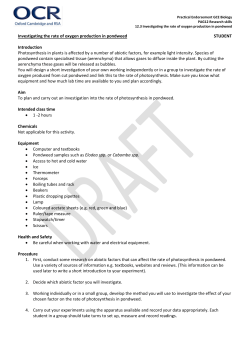 Investigating the rate of oxygen production in pondweed STUDENT