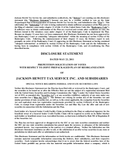 disclosure statement jackson hewitt tax service inc. and subsidiaries