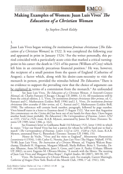 Making Examples of Women: Juan Luis Vives` The Education of a