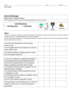Unit 3 Learning Targets