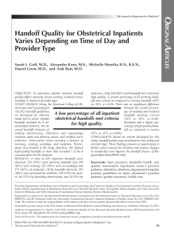 Handoff Quality for Obstetrical Inpatients Varies Depending on Time