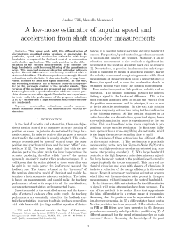 A low-noise estimator of angular speed and acceleration from shaft