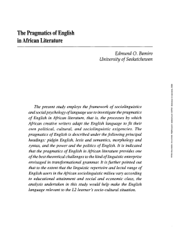 The Pragmatics of English in African Literature