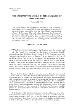 the sacramental world in the sentences of peter lombard
