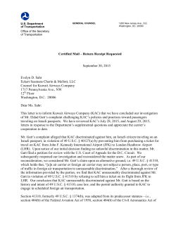 letter - Daily Airline Filings